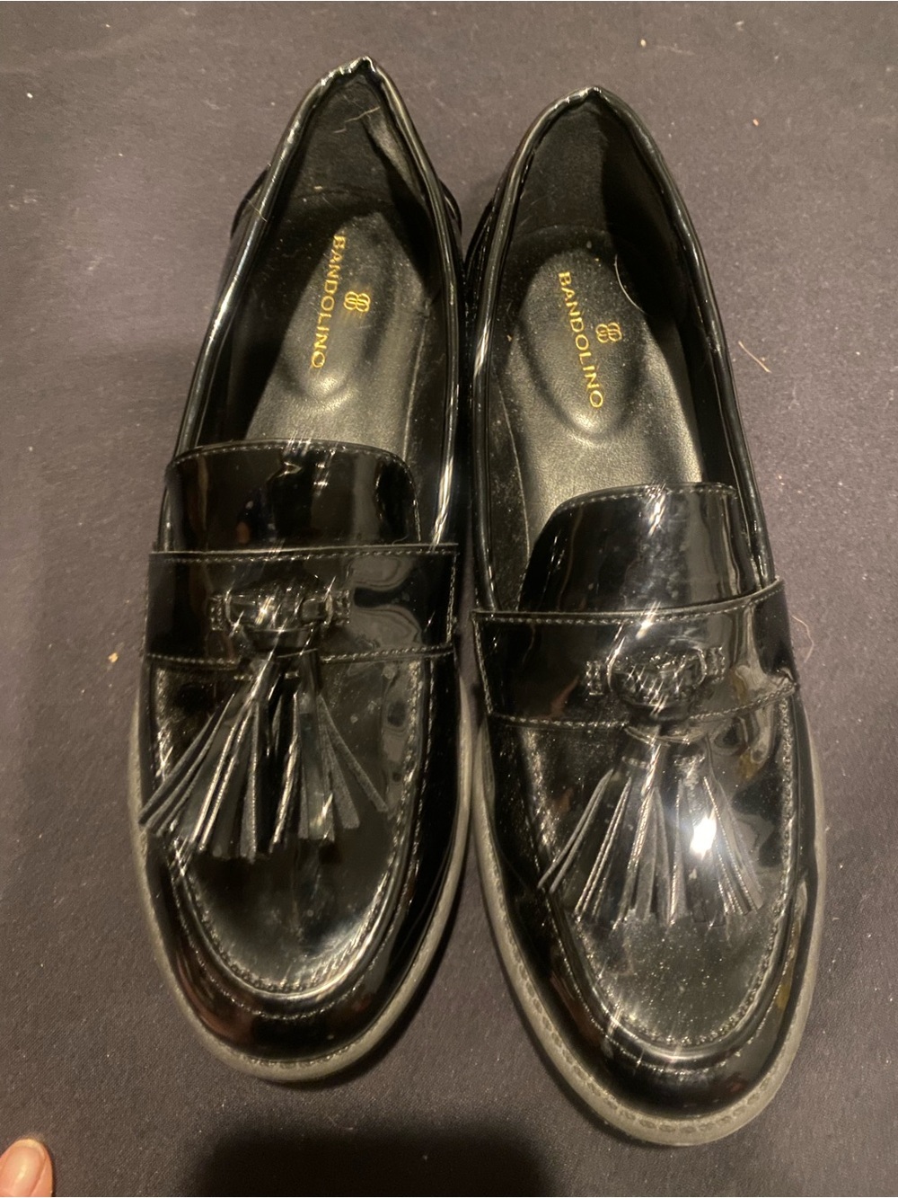 Bandolino Shiny Black Patent Tassel Loafers